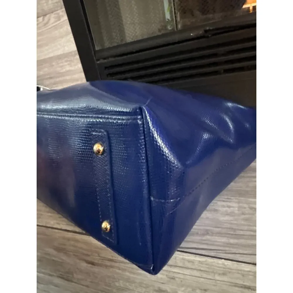 Dooney & Bourke cobalt blue large embossed lizard hobo handbag purse GUC